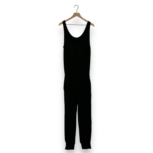Monrow Black Tank Jogger Jumpsuit Pockets Elastic Waist Size XL Extra Large - Picture 1 of 10